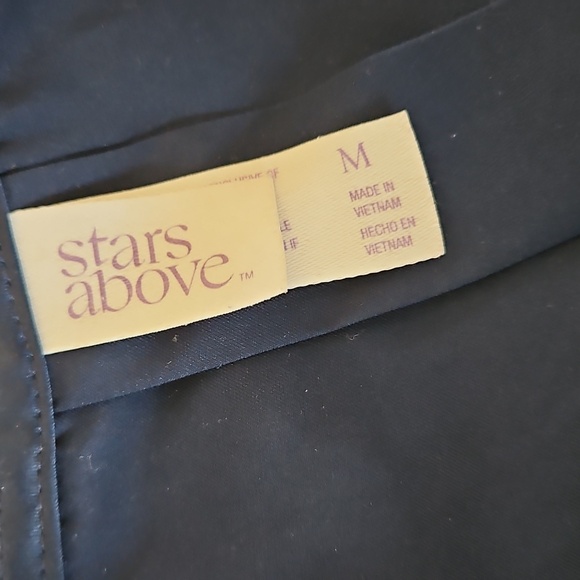 Stars Above Navy Satin Pajama Set with Cream Trim Womens Size M - Picture 2 of 4